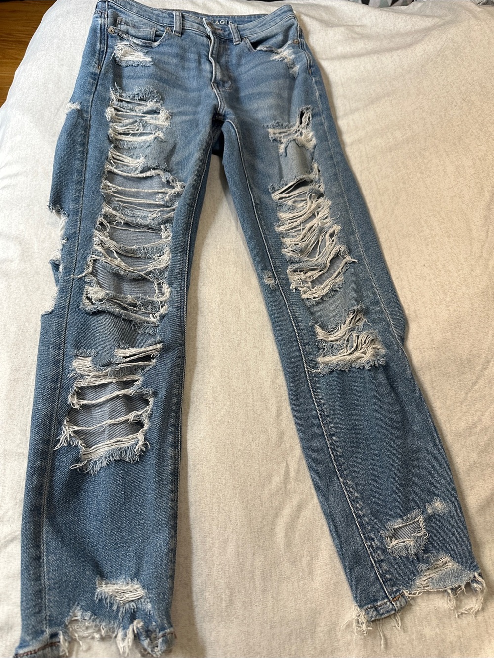 American Eagle Curvy Highest Rise Jegging Distressed Blue Jeans Waist 2